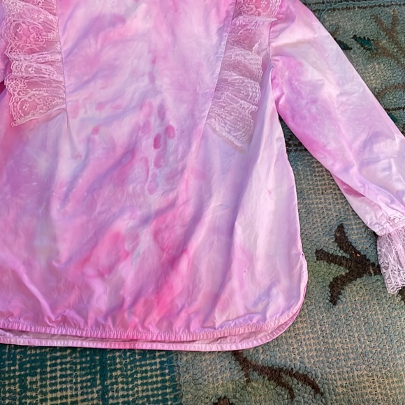 Vintage pink and white lace trimmed blouse size medium - Picture 8 of 15